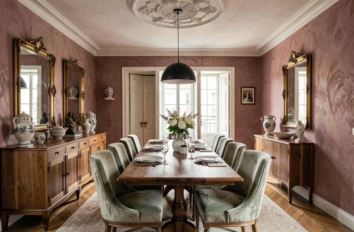 Salle à manger décorée avec élégance à Nice mêlant style classique et contemporain avec mobilier haut de gamme