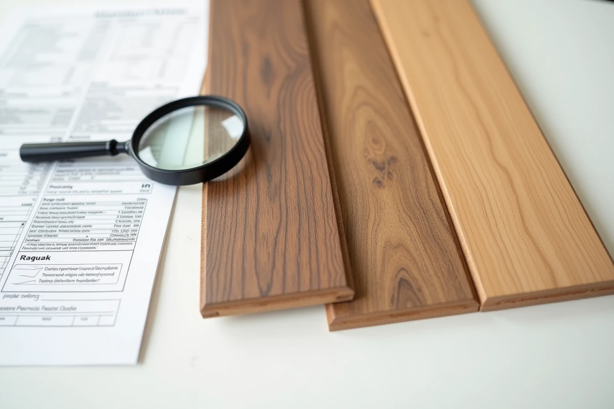 Comparaison de trois échantillons de parquet en chêne, noyer et érable pour évaluer leur qualité