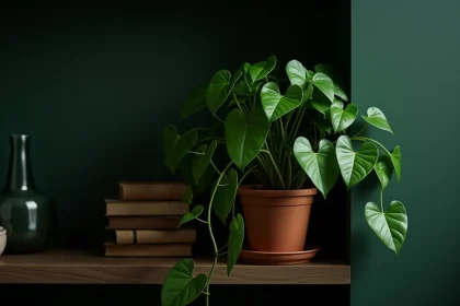 Pothos aux feuilles retombantes dans un coin sombre d'appartement, plante d'intérieur résistante au manque de lumière